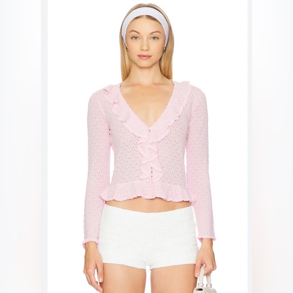 LoveShackFancy Nilah Cardigan, Lotus Petal